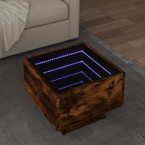 Tavolino Con Led Rovere Fumo 40x40x30 Cm İn Legno Multistrato /