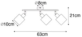 Faretto da soffitto in acciaio con paralume bianco 3 luci orientabile - Hetta