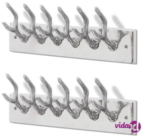 vidaXL Ganci Appendiabiti 2 pz Argento in Alluminio
