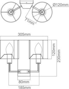Open Design OR81497 - Applique CASA 2xE14/12W/230V cromo lucido/crema