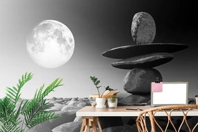 Carta da parati – Pietre in luce lunare in bianco e nero