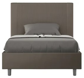 Letto contenitore imbottito 120x190 similpelle cappuccino Goya