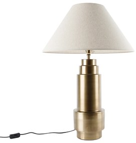 Lampada da tavolo in bronzo con paralume in tessuto beige 55 cm - Bruut