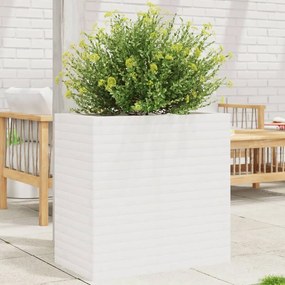 Fioriera Da Giardino Bianca 70x40x68,5cm Legno Massello Di Pino /
