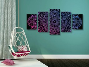 Quadri 5 pezzi – Mandala su sfondo nero