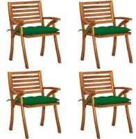 Sedie da Giardino con Cuscini 4 pz in Legno Massello di Acacia cod mxl 7464