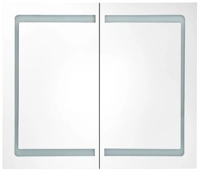 Armadietto bagno con specchio e led nero lucido 80x12x68 cm