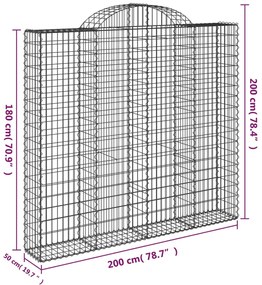 Cesti Gabbioni ad Arco 30 pz 200x50x180/200 cm Ferro Zincato