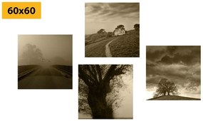 Set di quadri – Natura misteriosa in versione seppia