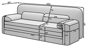 Divano beige allungabile/con contenitore e rivestimento in velluto 236 cm Elioss – ELTAP