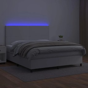 Giroletto molle con materasso e led bianco 160x200cm similpelle