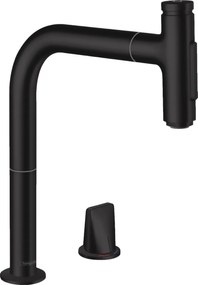 Rubinetteria cucina 2 fori 200 con doccetta estraibile 2jet e sBox Nero Opaco Metris Select M71 73818670 hansgrohe