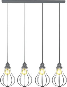 Lampadario Industriale Mia grigio paralume grigio 4x E27 NOVECENTO