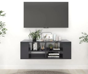 Armadietto da parete per tv grigio 102x35x35 cm in truciolato