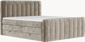 Letto boxspring in ciniglia fatto a mano con contenitore Novara, H3