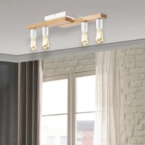 Lampadario a plafone MATTE 4xE27/15W/230V bianco/quercia