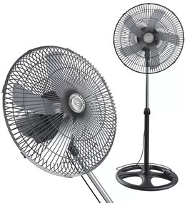 Ventilatore A Piantana Potente Da 75W Per Pavimento 5 Pale In Acciaio Da 42 Cm Silenzioso 3 Velocit&agrave; Oscillante Altezza e Inclinazione Regolabili Griglia Di Protezione Design Mexicali Colore Nero