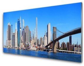 Quadro acrilico Architettura della città del ponte 100x50 cm
