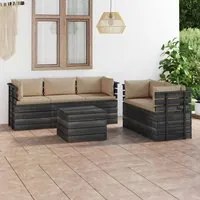 Set Divani da Giardino su Pallet 6 pz con Cuscini Massello Pino cod mxl 38147