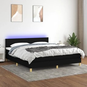 Letto A Molle Con Materasso E Led Nero 160x200 Cm İn Tessuto /