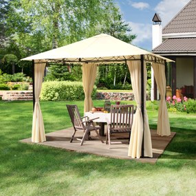 TOOLPORT Gazebo da giardino 3x3m, Softtop, 4 teli laterali, crema - (300216)