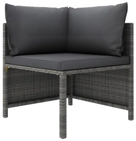 Set Divani da Giardino 7 pz con Cuscini in Polyrattan Grigio