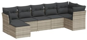 Set divani da giardino 7pz con cuscini grigio chiaro polyrattan