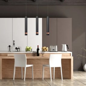 Lampadario su filo LED TUBA 3xGU10/4,8W/230V nero/rame