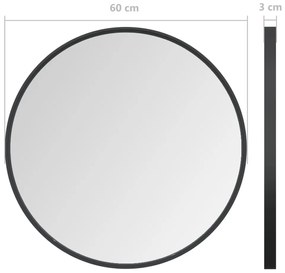 Specchio da Parete Nero 60 cm