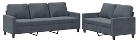 Set di divani 2 pz con cuscini grigio scuro in velluto