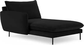 Chaise longue Vienna in velluto con gambe nere - L170cm