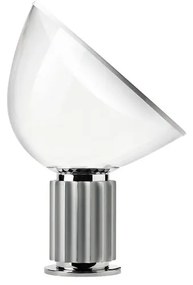 Flos Taccia PMMA Lampada da tavolo H.64 cm orientabile con dimmer a luce indiretta/riflessa in PMMA trasparente e alluminio Argento