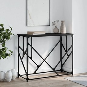 Tavolino Consolle Nero 100x40x80 Cm İn Legno Multistrato /
