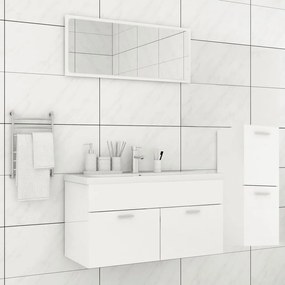 Set Mobili Da Bagno Bianco Lucido İn Legno Multistrato /