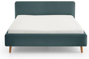 Letto matrimoniale imbottito blu con contenitore con rete inclusa 160x200 cm Mattis – Meise Möbel