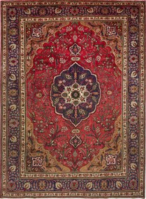 Tabriz Tappeto 340x250 Rosso (Iran) Annodato A Mano