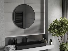 Mexen Loft specchio bagno rotondo 80 cm, cornice nera - 9850-080-080-000-70