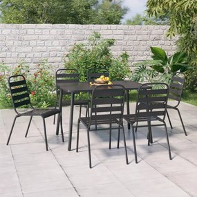 Set Da Pranzo Da Giardino 7 Pz İn Acciaio Antracite /