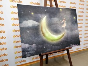 Quadro su tela – Ragazza sulla luna