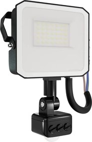Faro LED 20W IP65 Nero con Sensore di Movimento e OSRAM chip LED Colore Bianco Caldo 3.000K