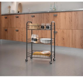 Carrello mobile in acciaio inox nero Lava Lugano - Metaltex