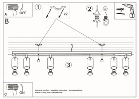 Plafoniera da soffitto in Acciaio 6xGU10 RING 6L Nera da interno