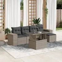 Set Divano da Giardino 6pz con Cuscini Grigio Chiaro Polyrattan 3269132