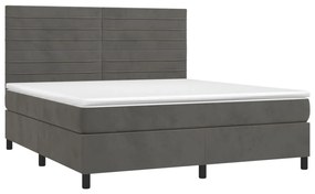 Letto a Molle con Materasso e LED Grigio Scuro 180x200 cm