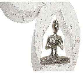 Statua Decorativa DKD Home Decor 18 x 9 x 69 cm Marrone Alluminio Bianco Legno di mango Yoga
