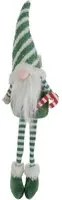 Gnomo Natale gambemolli 55 cm cappello righe verde bianco