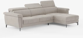 Capri Divano letto angolare con penisola contenitore e poggiatesta reclinabili - elegante tessuto smacchiabile T30