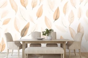 Carta da parati autoadesiva – Foglie delicate in tonalità Peach Fuzz