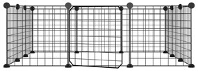 Gabbia per animali 12 pannelli con porta nero 35x35 cm acciaio