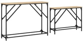 Tavoli consolle impilabili 2pz rovere sonoma legno multistrato
